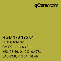 Color code: RGB 178 175 61 | qconv.com