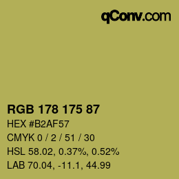Farbcode: RGB 178 175 87 | qconv.com