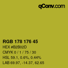 Color code: RGB 178 176 45 | qconv.com