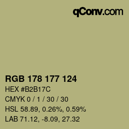 Farbcode: RGB 178 177 124 | qconv.com
