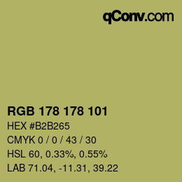 Color code: RGB 178 178 101 | qconv.com