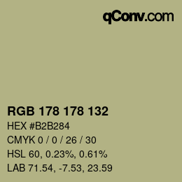 Color code: RGB 178 178 132 | qconv.com