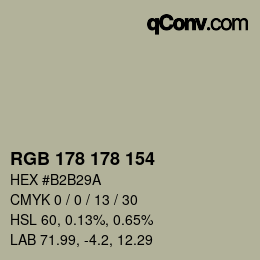 颜色代码: RGB 178 178 154 | qconv.com