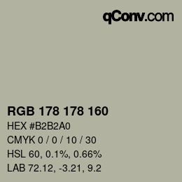 Color code: RGB 178 178 160 | qconv.com