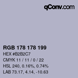 Color code: RGB 178 178 199 | qconv.com