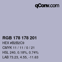 Color code: RGB 178 178 201 | qconv.com