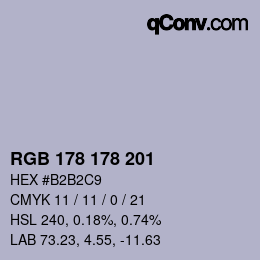 Color code: RGB 178 178 201 | qconv.com