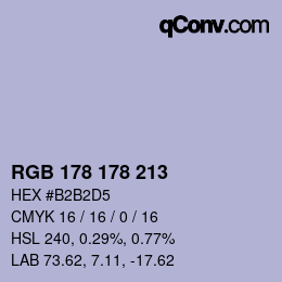 Color code: RGB 178 178 213 | qconv.com