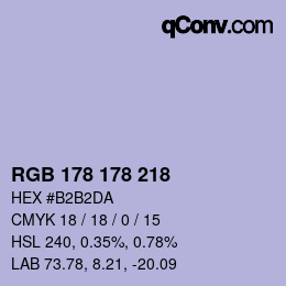 Color code: RGB 178 178 218 | qconv.com