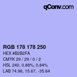 Color code: RGB 178 178 250 | qconv.com