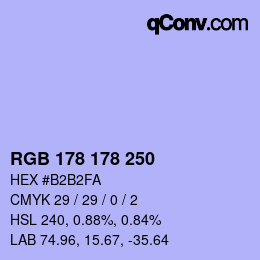 Color code: RGB 178 178 250 | qconv.com