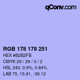 Color code: RGB 178 178 251 | qconv.com