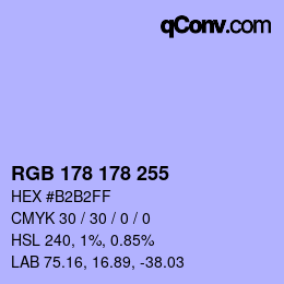 Color code: RGB 178 178 255 | qconv.com