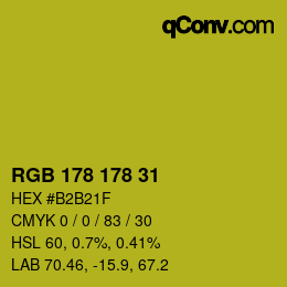 Color code: RGB 178 178 31 | qconv.com