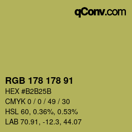 Color code: RGB 178 178 91 | qconv.com