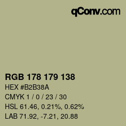 カラーコード: RGB 178 179 138 | qconv.com