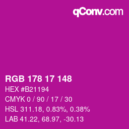 カラーコード: RGB 178 17 148 | qconv.com