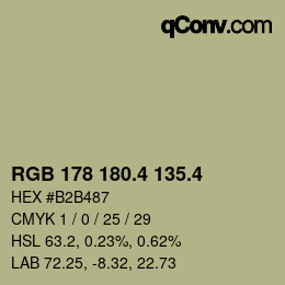 カラーコード: RGB 178 180.4 135.4 | qconv.com