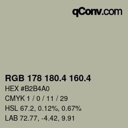 カラーコード: RGB 178 180.4 160.4 | qconv.com