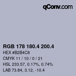 カラーコード: RGB 178 180.4 200.4 | qconv.com