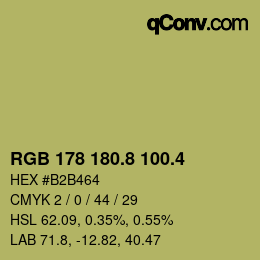 カラーコード: RGB 178 180.8 100.4 | qconv.com