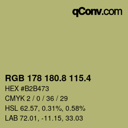 カラーコード: RGB 178 180.8 115.4 | qconv.com