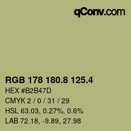 カラーコード: RGB 178 180.8 125.4 | qconv.com