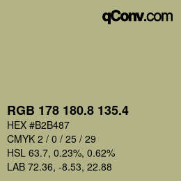 カラーコード: RGB 178 180.8 135.4 | qconv.com