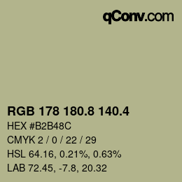カラーコード: RGB 178 180.8 140.4 | qconv.com