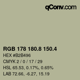 カラーコード: RGB 178 180.8 150.4 | qconv.com
