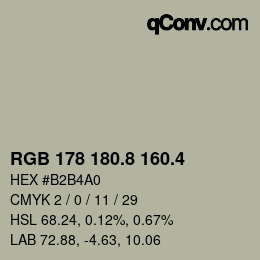 カラーコード: RGB 178 180.8 160.4 | qconv.com