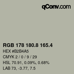 カラーコード: RGB 178 180.8 165.4 | qconv.com
