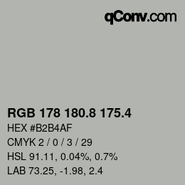 カラーコード: RGB 178 180.8 175.4 | qconv.com