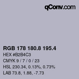 カラーコード: RGB 178 180.8 195.4 | qconv.com