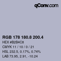 カラーコード: RGB 178 180.8 200.4 | qconv.com