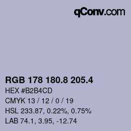 カラーコード: RGB 178 180.8 205.4 | qconv.com