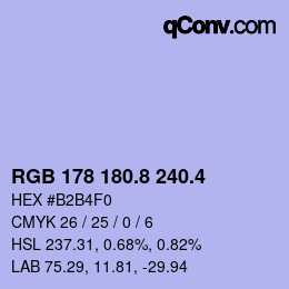 カラーコード: RGB 178 180.8 240.4 | qconv.com