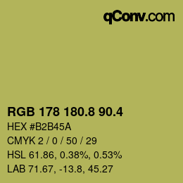 カラーコード: RGB 178 180.8 90.4 | qconv.com