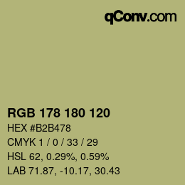 カラーコード: RGB 178 180 120 | qconv.com