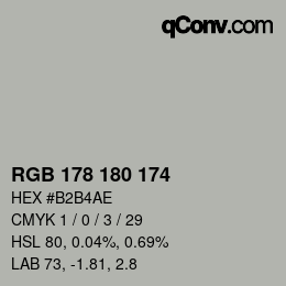 Color code: RGB 178 180 174 | qconv.com
