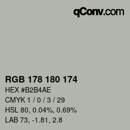 Color code: RGB 178 180 174 | qconv.com