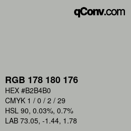 Código de color: RGB 178 180 176 | qconv.com
