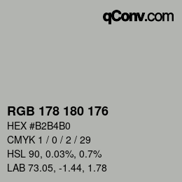 Código de color: RGB 178 180 176 | qconv.com