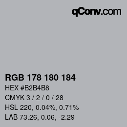 颜色代码: RGB 178 180 184 | qconv.com