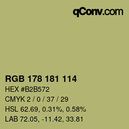 Color code: RGB 178 181 114 | qconv.com