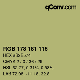 Color code: RGB 178 181 116 | qconv.com