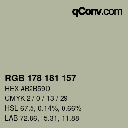 颜色代码: RGB 178 181 157 | qconv.com