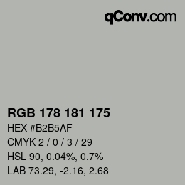 Color code: RGB 178 181 175 | qconv.com