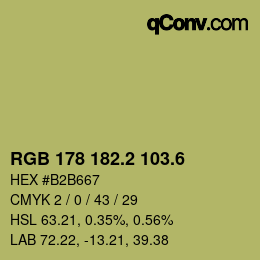 カラーコード: RGB 178 182.2 103.6 | qconv.com