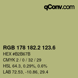 カラーコード: RGB 178 182.2 123.6 | qconv.com